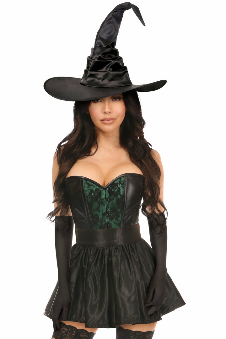 Lavish 4 PC Green Lace Witch Corset Costume-Witch Costumes-Daisy Corsets-SEXYSHOES.COM
