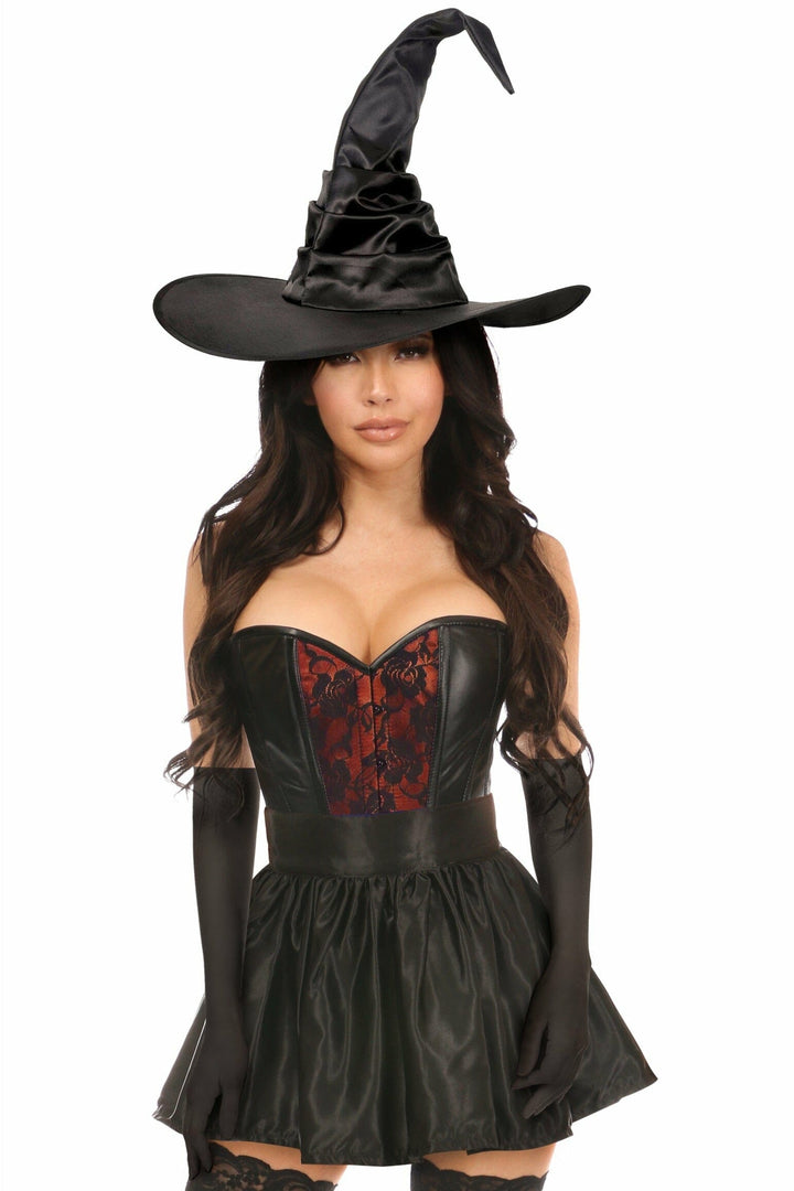 Lavish 4 PC Red Lace Witch Corset Costume-Witch Costumes-Daisy Corsets-SEXYSHOES.COM