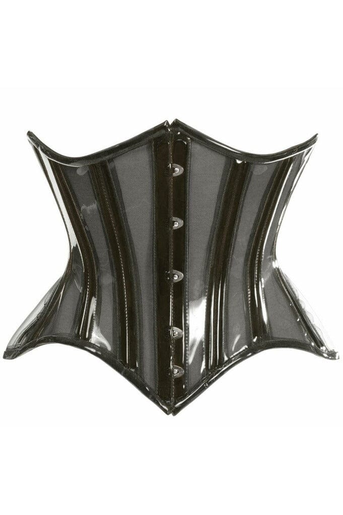Lavish Black Clear Curvy Underbust Waist Cincher Corset-Waist Cinchers-Daisy Corsets-Black-S-SEXYSHOES.COM