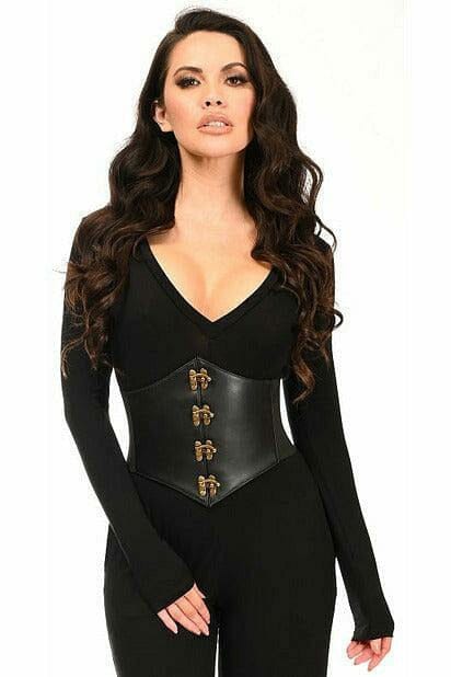 Daisy Corsets Lavish Black Faux Leather Corset Belt Cincher w/Clasps in Black  from SexyShoes.com