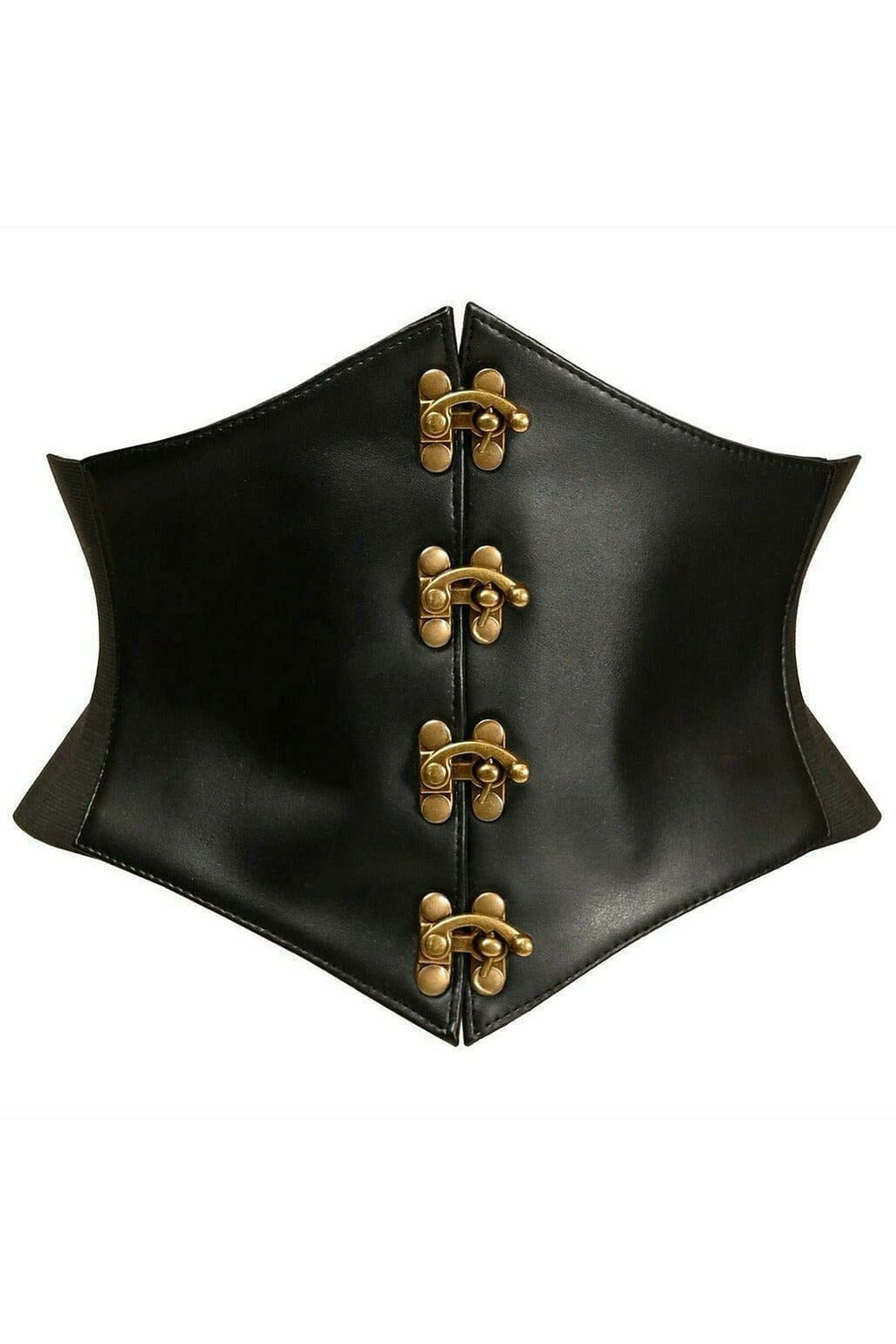 Lavish Black Faux Leather Corset Belt Cincher w/Clasps-Corset Belts-Daisy Corsets-SEXYSHOES.COM