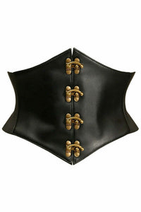 Daisy Corsets Lavish Black Faux Leather Corset Belt Cincher w/Clasps in Black 