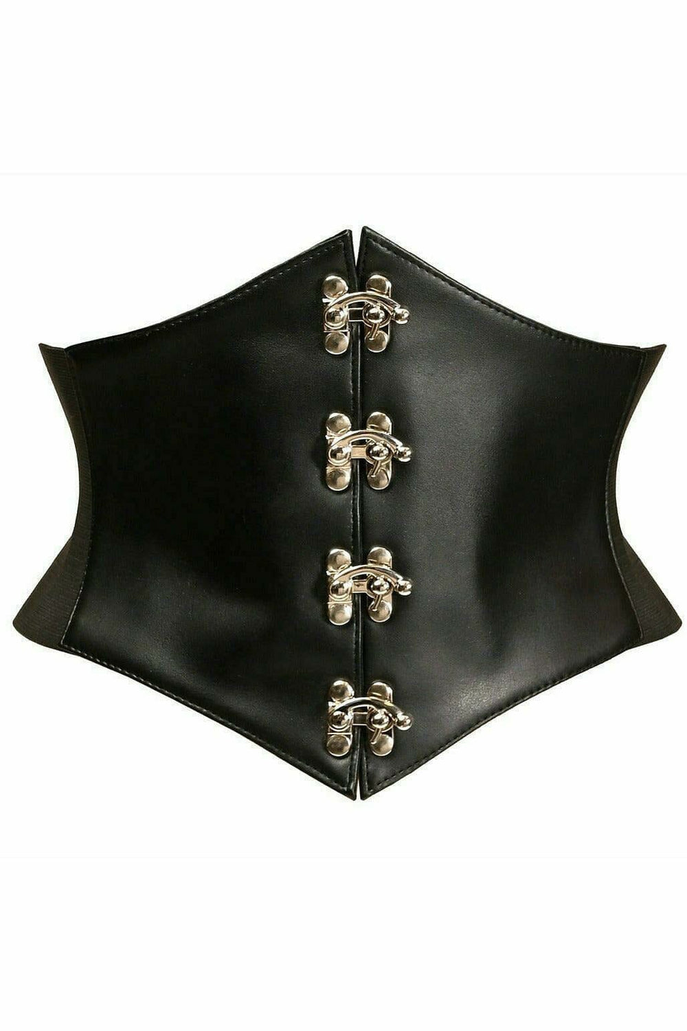 Lavish Black Faux Leather Corset Belt Cincher w/Clasps-Corset Belts-Daisy Corsets-SEXYSHOES.COM