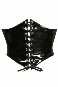 Daisy Corsets Lavish Black Patent PVC Corset Belt Cincher in Black  from SexyShoes.com