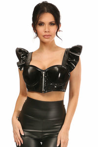 Daisy Corsets Lavish Black Patent Underwire Bustier Top w/Removable Ruffle Sleeves in Black  from SexyShoes.com