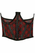 Lavish Black & Red Skull Mesh Open Cup Waist Cincher