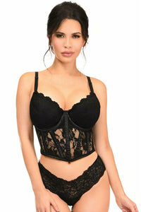 Daisy Corsets Lavish Black Sheer Lace Underwire Waist Cincher Corset in Black  from SexyShoes.com