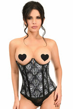 Lavish Black Skull Print Underwire Open Cup Underbust Corset