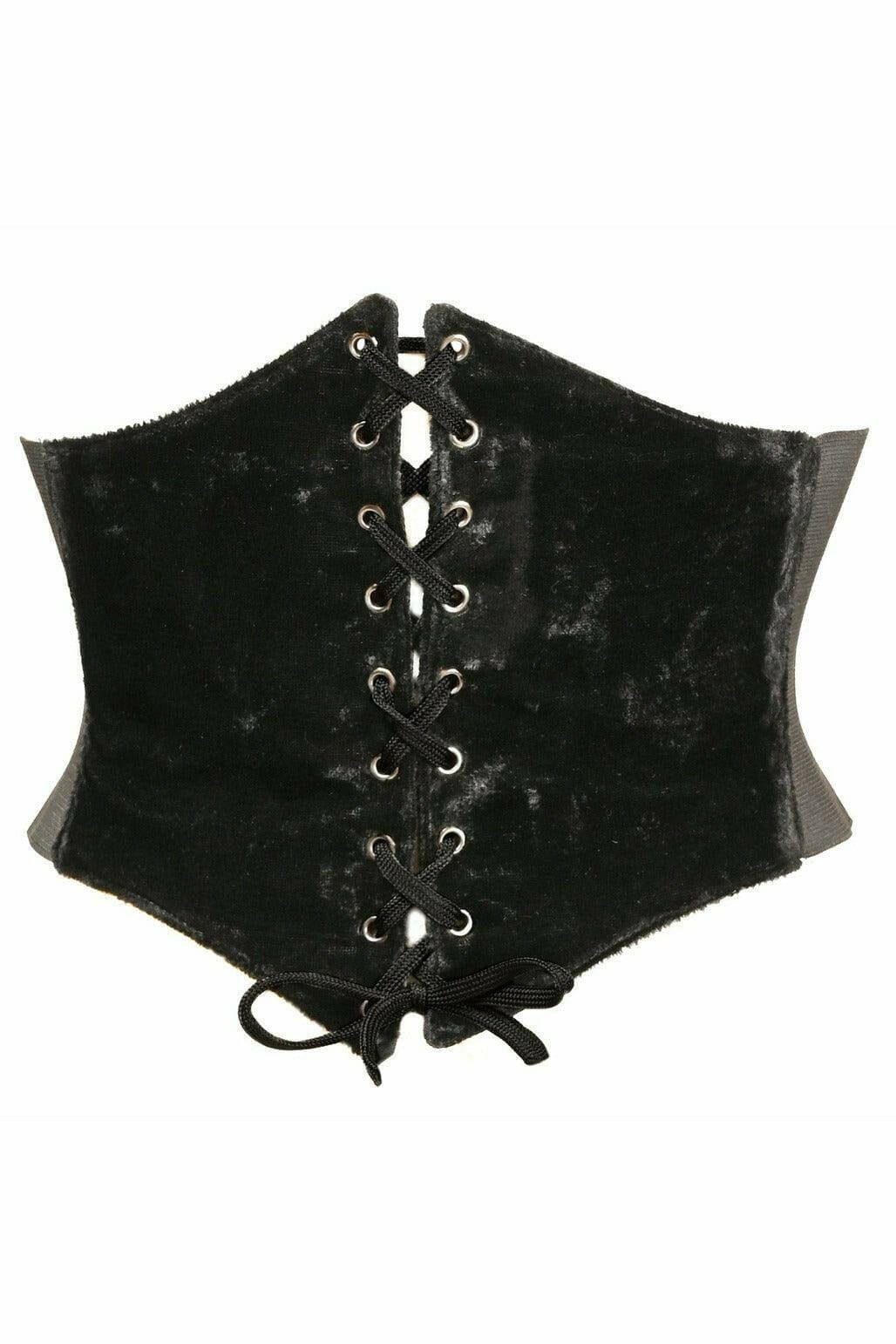 Daisy Corsets Lavish Black Velvet Corset Belt Cincher in Black  from SexyShoes.com