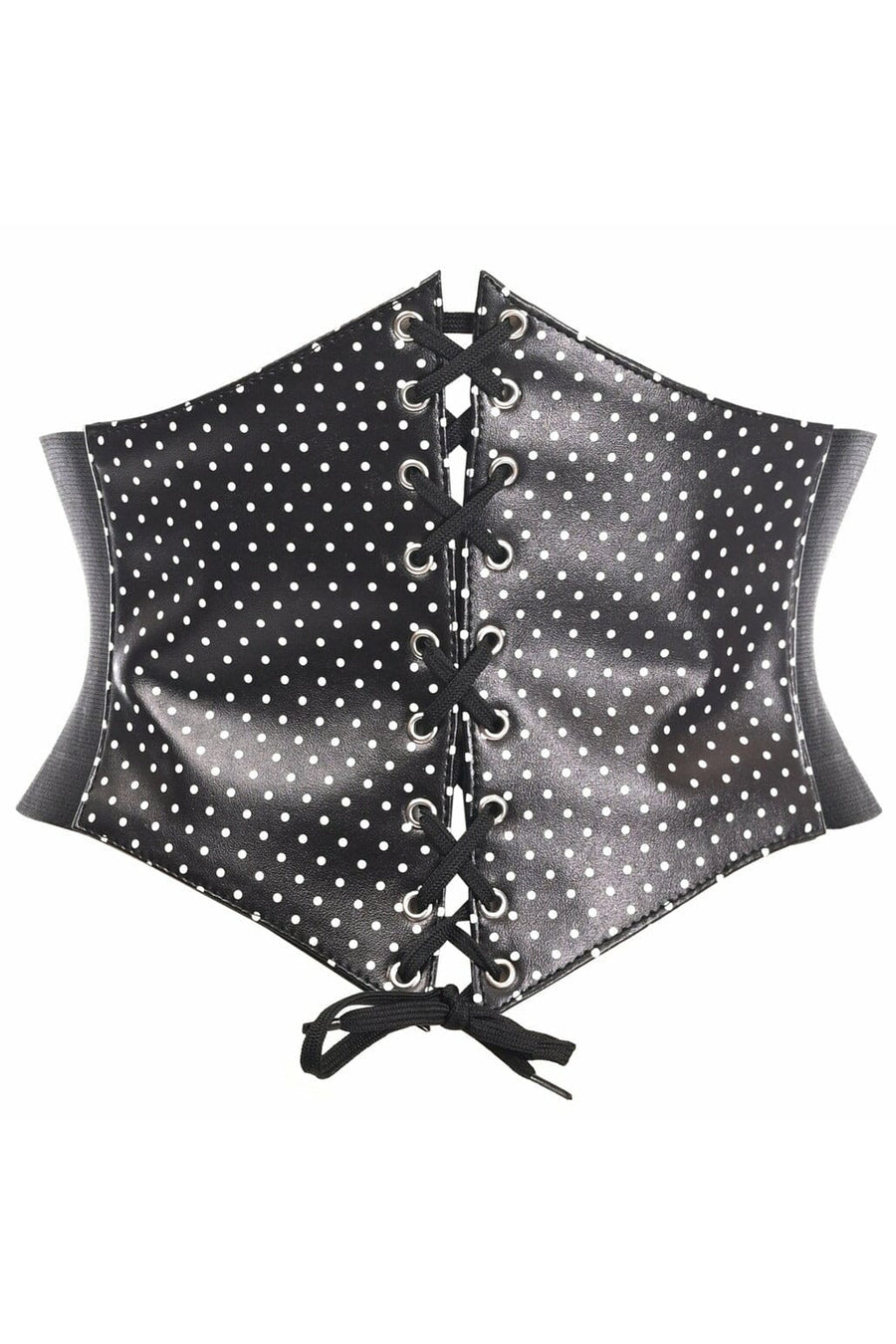 Daisy Corsets Lavish Black & White Polka Dot Lace Up Corset Belt Cincher in Black  from SexyShoes.com