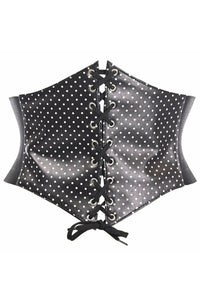Daisy Corsets Lavish Black & White Polka Dot Lace Up Corset Belt Cincher in Black  from SexyShoes.com