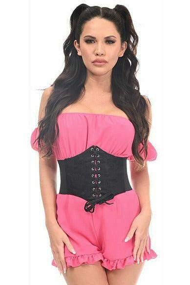 Daisy Corsets Lavish Black w/Black Lace Overlay Corset Belt Cincher in Black  from SexyShoes.com