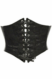 Daisy Corsets Lavish Black w/Black Lace Overlay Corset Belt Cincher in Black  from SexyShoes.com
