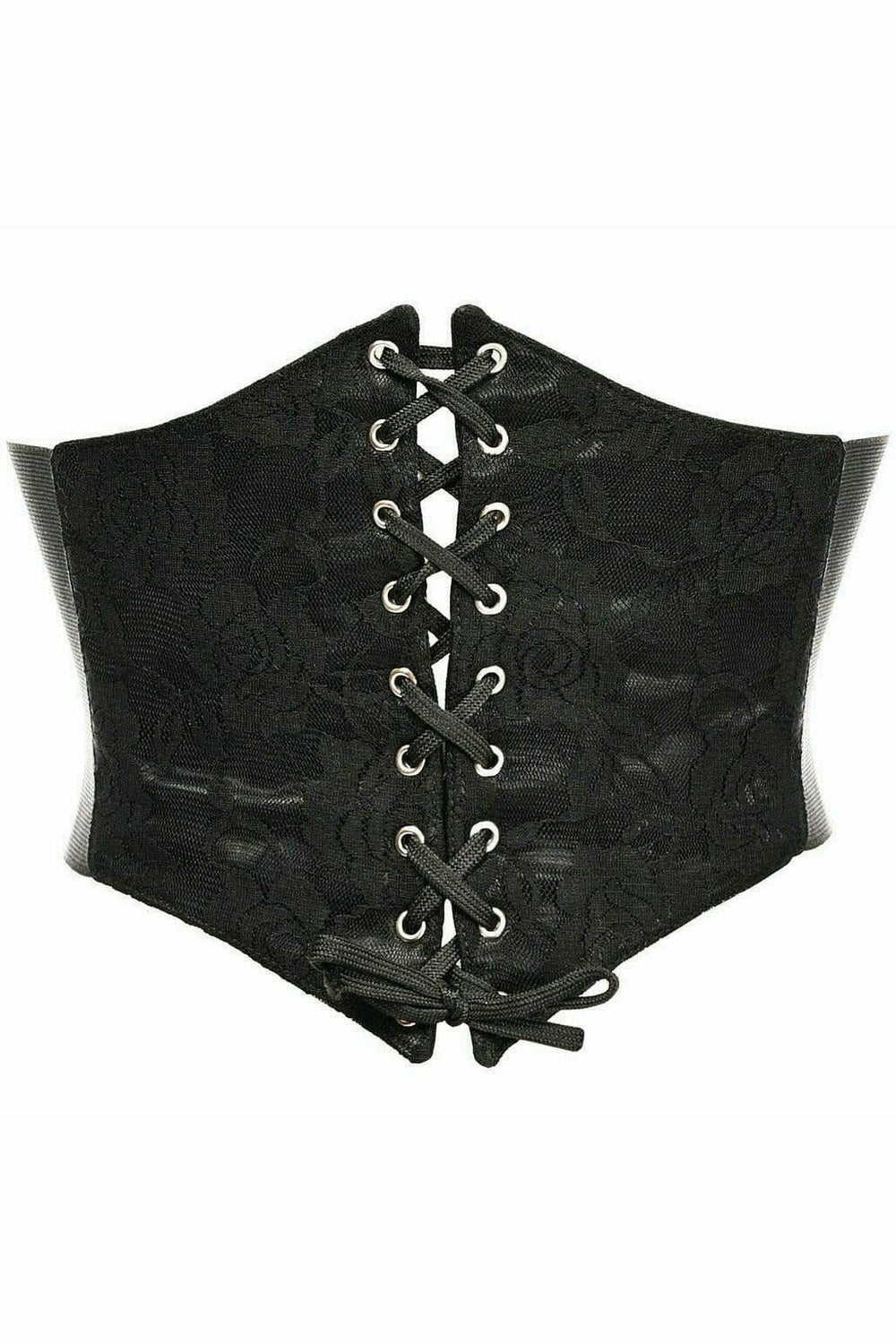 Daisy Corsets Lavish Black w/Black Lace Overlay Corset Belt Cincher in Black 