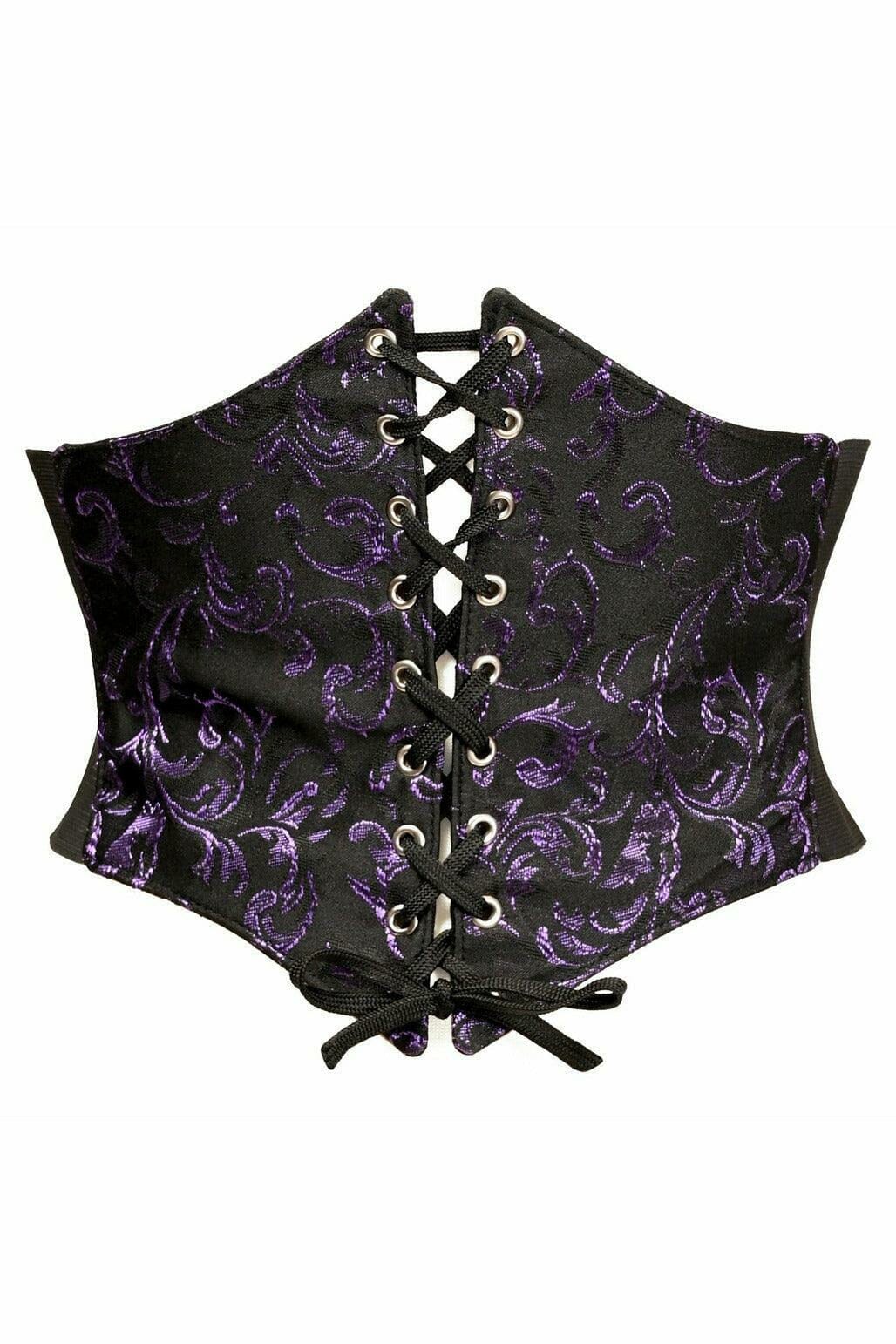 Lavish Black/Purple Brocade Corset Belt Cincher-Corset Belts-Daisy Corsets-Purple-S-SEXYSHOES.COM
