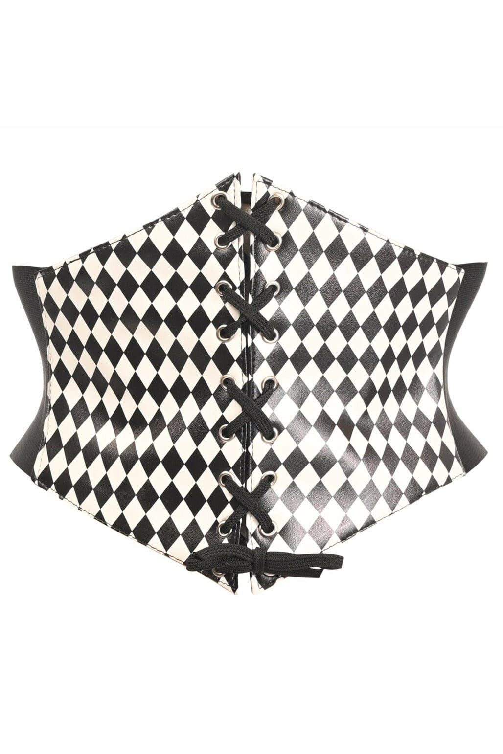 Lavish Black/White Diamond Lace-Up Corset Belt Cincher-Corset Belts-Daisy Corsets-SEXYSHOES.COM