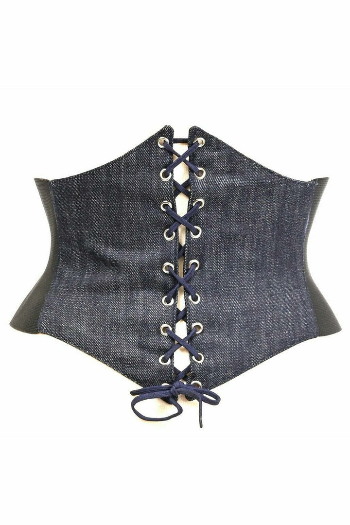 Lavish Blue Denim Corset Belt Cincher-Waist Cinchers-Daisy Corsets-Blue-S-SEXYSHOES.COM