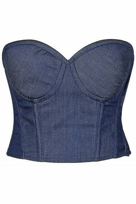 Daisy Corsets Lavish Blue Denim Underwire Bustier in Blue  from SexyShoes.com