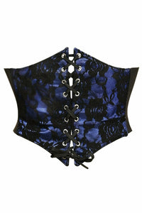 Daisy Corsets Lavish Blue w/Black Lace Overlay Corset Belt Cincher in Black  from SexyShoes.com