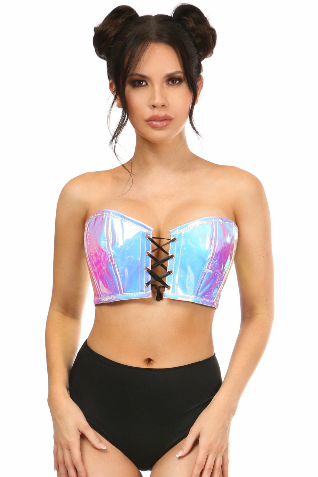 Lavish Blue/Purple Holo Lace-Up Bustier Top-Bustier Tops-Daisy Corsets-Hologram-S-SEXYSHOES.COM