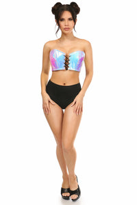 Daisy Corsets Lavish Blue/Purple Holo Lace Up Bustier Top in Hologram 