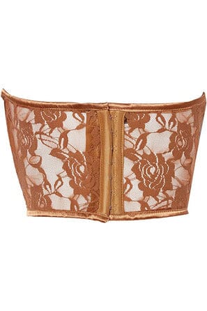 Daisy Corsets Lavish Caramel Sheer Lace Underwire Waist Cincher Corset in Brown 