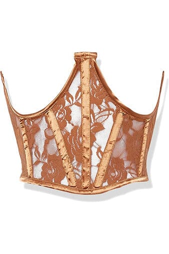 Daisy Corsets Lavish Caramel Sheer Lace Underwire Waist Cincher Corset in Brown  from SexyShoes.com