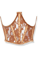 Lavish Caramel Sheer Lace Underwire Waist Cincher Corset