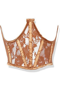 Daisy Corsets Lavish Caramel Sheer Lace Underwire Waist Cincher Corset in Brown  from SexyShoes.com