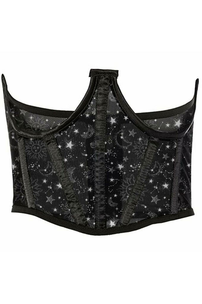 Daisy Corsets Lavish Celestial Mesh Open Cup Waist Cincher in Blue  from SexyShoes.com