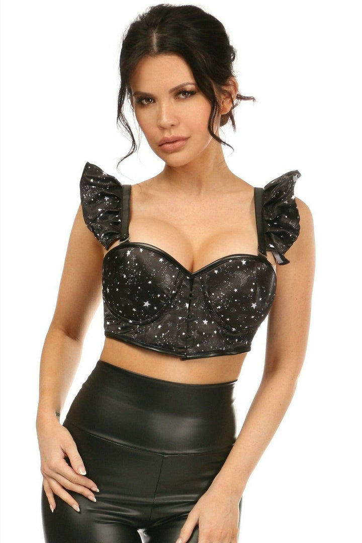 Lavish Celestial Underwire Bustier Top w/Removable Ruffle Sleeves-Bustier Tops-Daisy Corsets-Blue-S-SEXYSHOES.COM