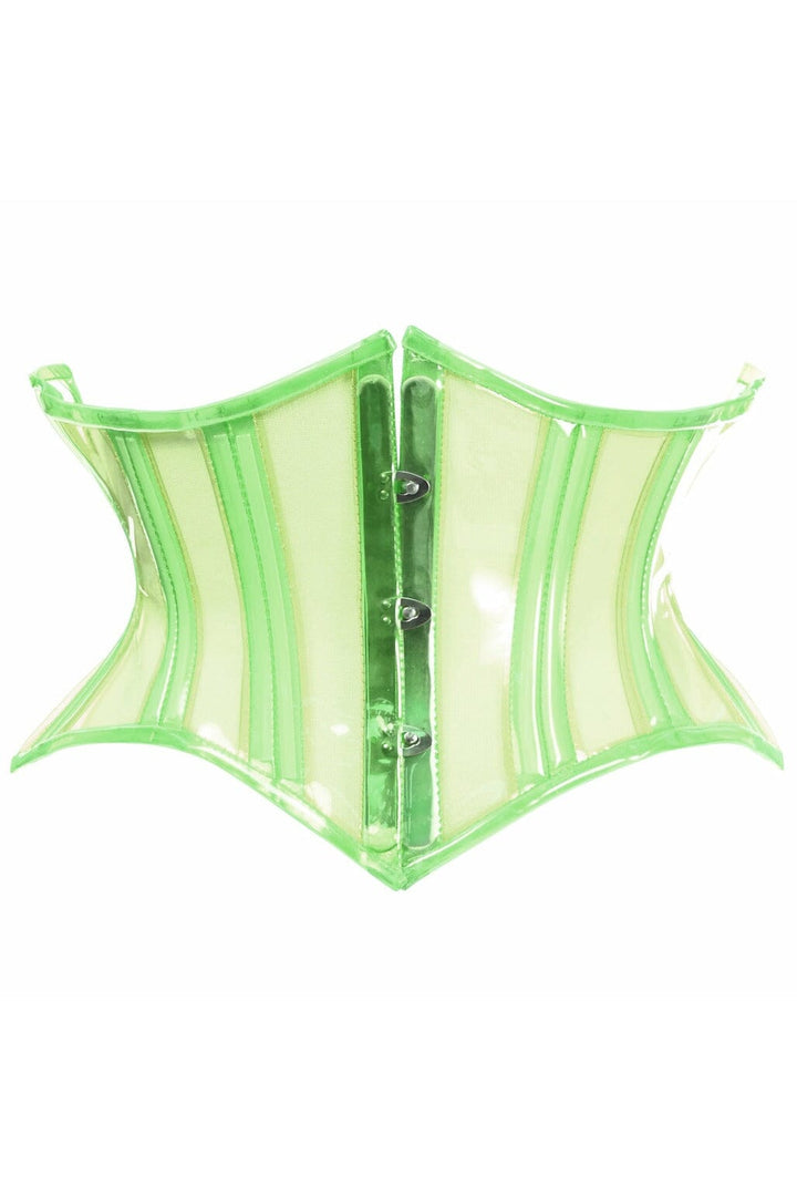 Lavish Clear Green Curvy Cut Mini Cincher Corset-Waist Cinchers-Daisy Corsets-Clear-S-SEXYSHOES.COM