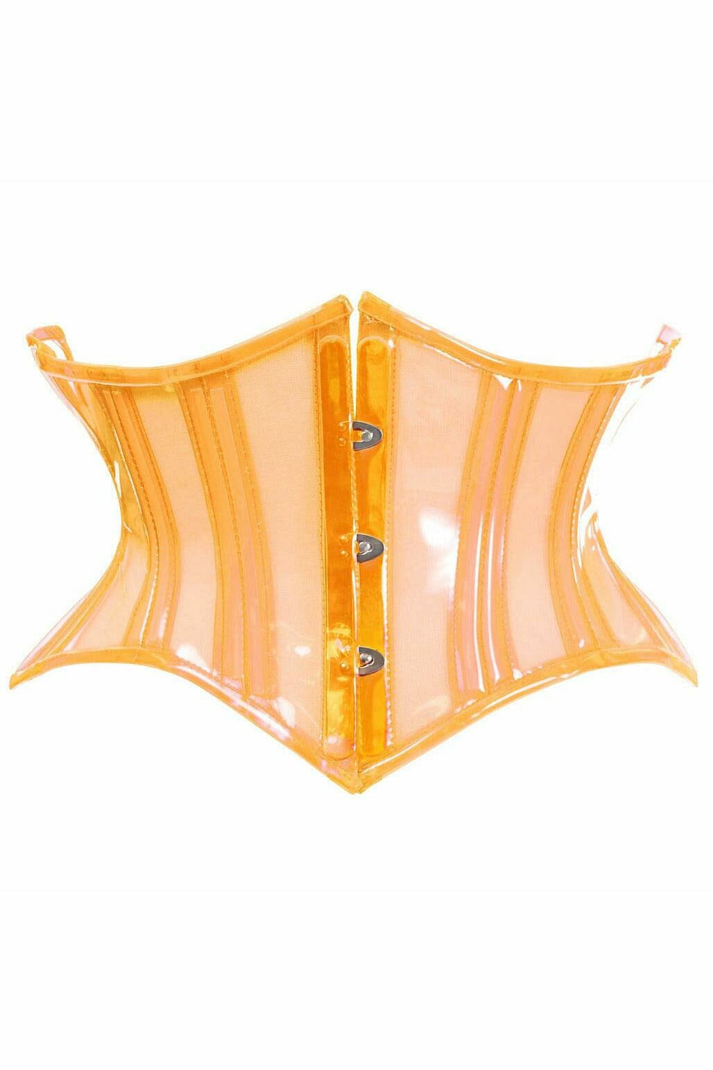 Lavish Clear Orange Curvy Cut Mini Cincher Corset-Waist Cinchers-Daisy Corsets-Clear-S-SEXYSHOES.COM