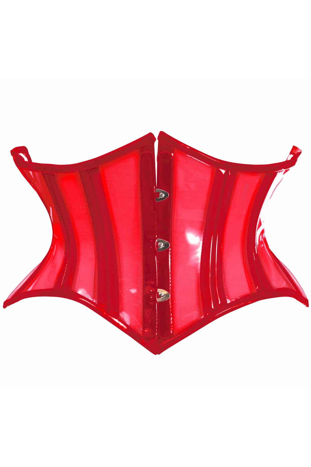 Lavish Clear Red Curvy Cut Mini Cincher Corset-Waist Cinchers-Daisy Corsets-Clear-S-SEXYSHOES.COM