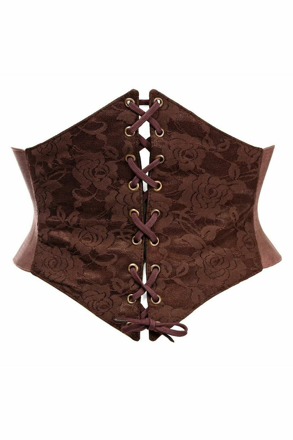 Lavish Dark Brown Lace Corset Belt Cincher-Corset Belts-Daisy Corsets-Brown-S-SEXYSHOES.COM