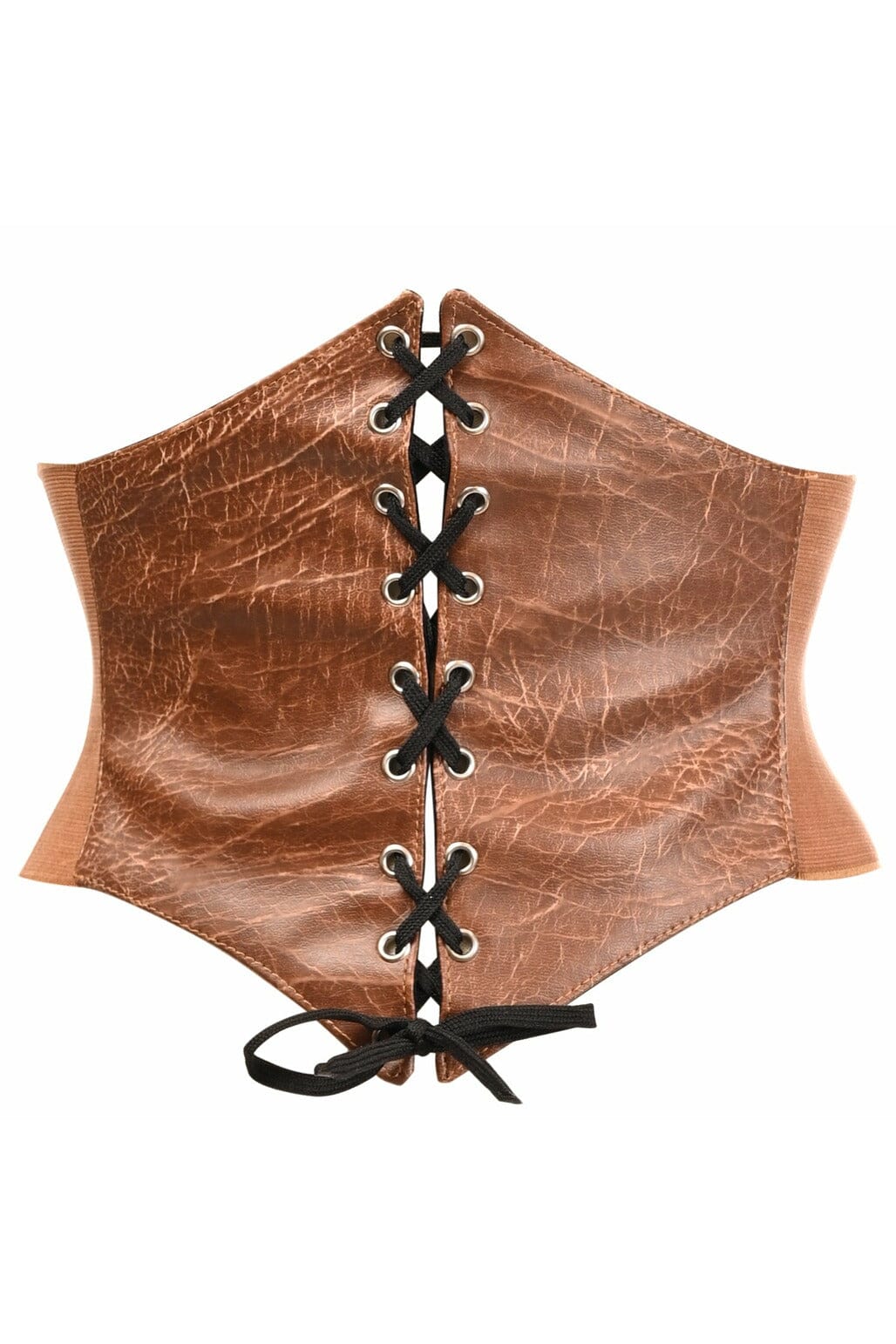Lavish Distressed Brown Faux Leather Corset Belt-Corset Belts-Daisy Corsets-Brown-S-SEXYSHOES.COM