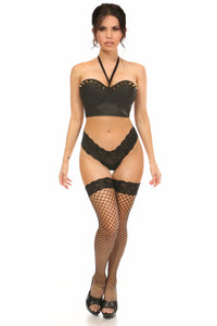 Daisy Corsets Lavish Faux Leather Halter Bustier w/Spikes in Black 