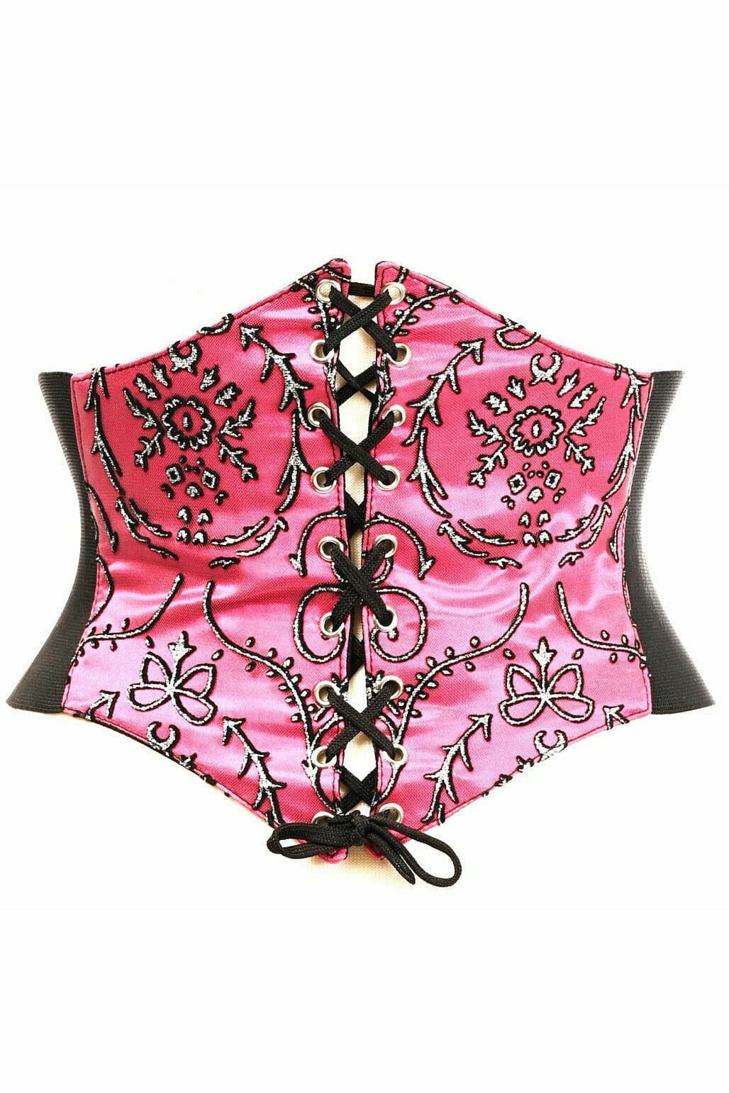 Lavish Fuchsia Embroidered Corset Belt Cincher-Corset Belts-Daisy Corsets-Fuchsia-S-SEXYSHOES.COM