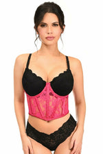 Lavish Fuchsia Sheer Lace Underwire Waist Cincher Corset