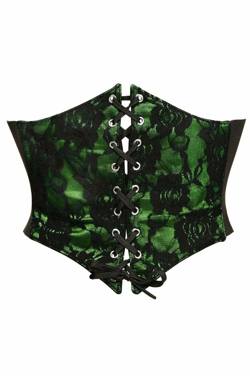 Daisy Corsets Lavish Green w/Black Lace Overlay Corset Belt Cincher in Green  from SexyShoes.com