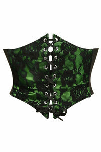 Daisy Corsets Lavish Green w/Black Lace Overlay Corset Belt Cincher in Green  from SexyShoes.com