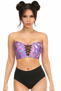 Daisy Corsets Lavish Lavender Holo Lace Up Bustier Top in Hologram  from SexyShoes.com