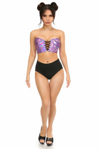 Daisy Corsets Lavish Lavender Holo Lace Up Bustier Top in Hologram 