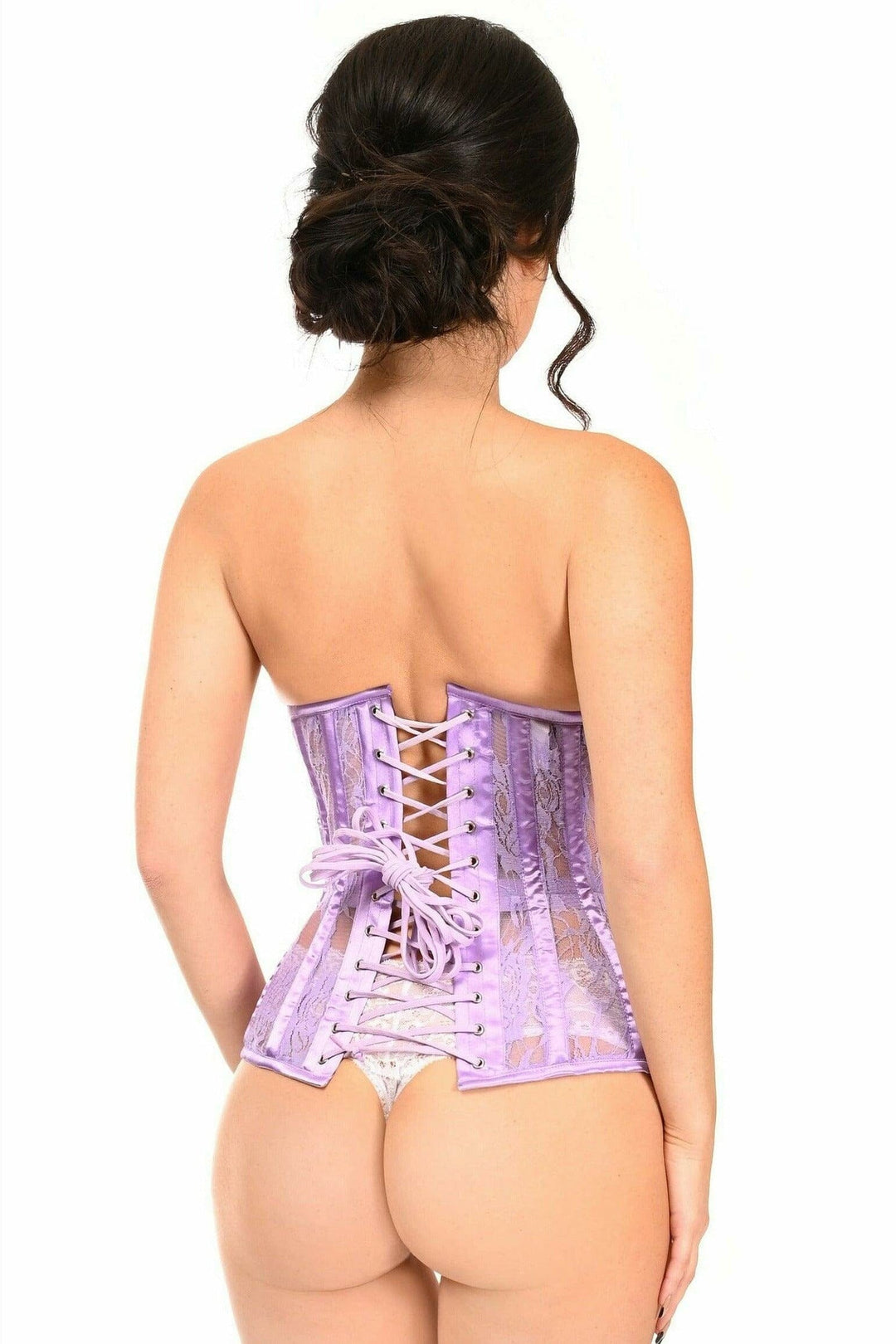 Daisy Corsets Lavish Lavender Sheer Lace Underwire Open Cup Underbust Corset in Purple 