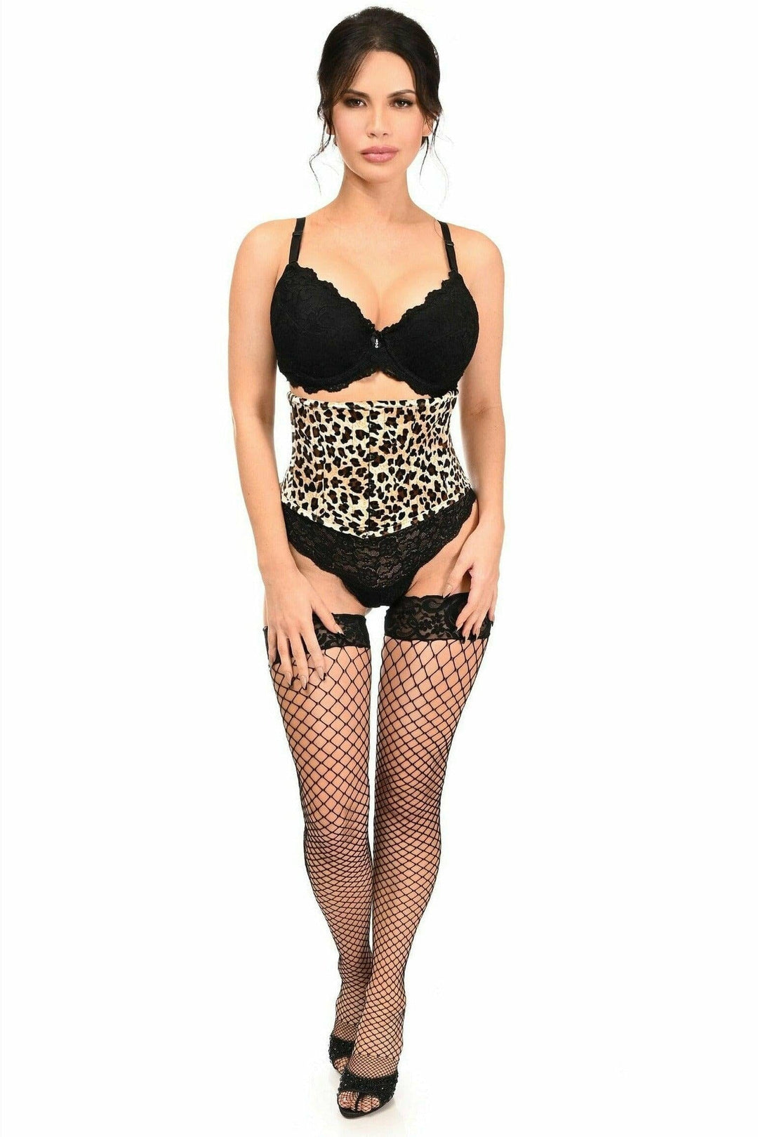 Daisy Corsets Lavish Leopard Velvet Mini Cincher Corset in Animal 