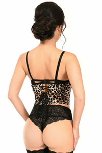 Daisy Corsets Lavish Leopard Velvet Underwire Open Cup Cincher Corset in Animal 