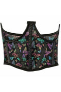 Lavish Neon Butterfly Print Mesh Open Cup Waist Cincher