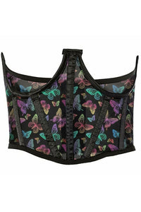 Daisy Corsets Lavish Neon Butterfly Print Mesh Open Cup Waist Cincher in Neon  from SexyShoes.com