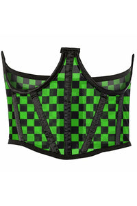 Daisy Corsets Lavish Neon Green/Black Checker Print Mesh Open Cup Waist Cincher in Neon  from SexyShoes.com