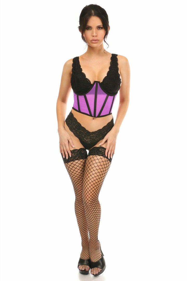 Lavish Neon Purple Mesh Open Cup Waist Cincher-Waist Cinchers-Daisy Corsets-SEXYSHOES.COM